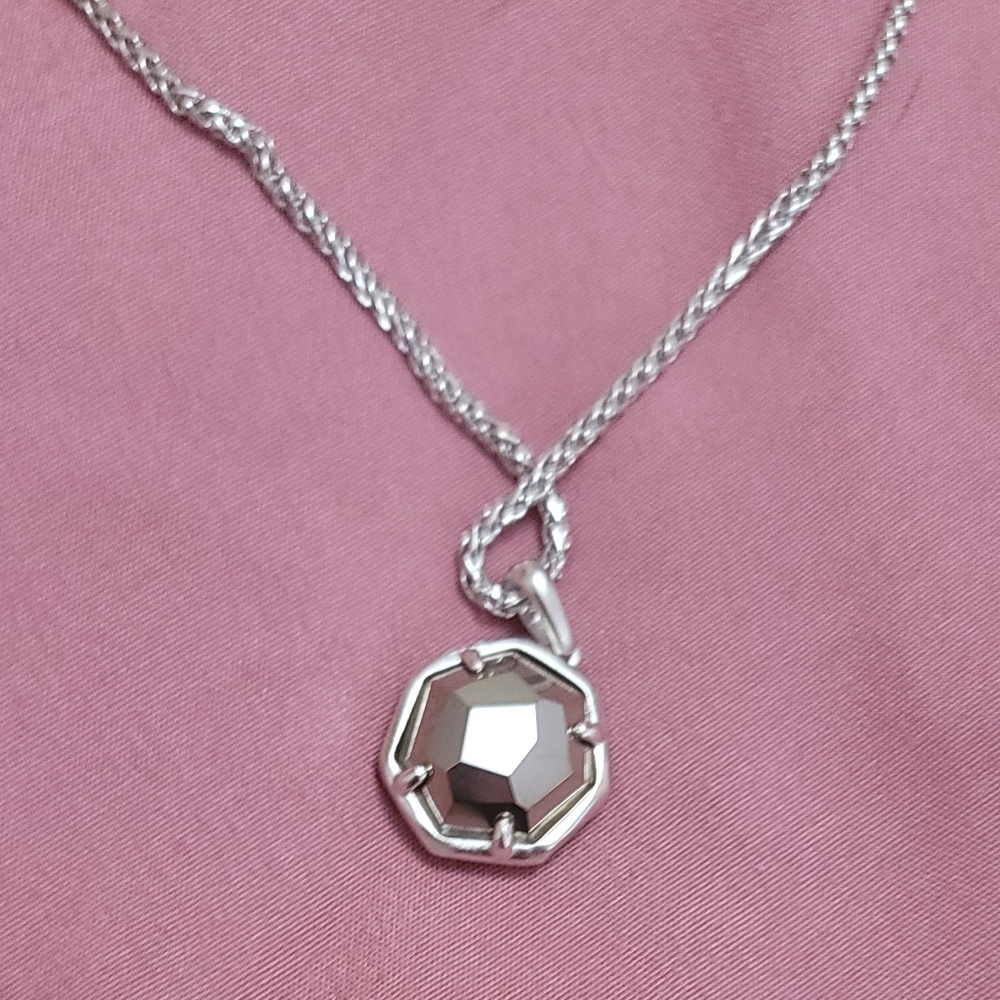 Kendra Scott- Platinum Drusy Necklace New! - Picture 9 of 12